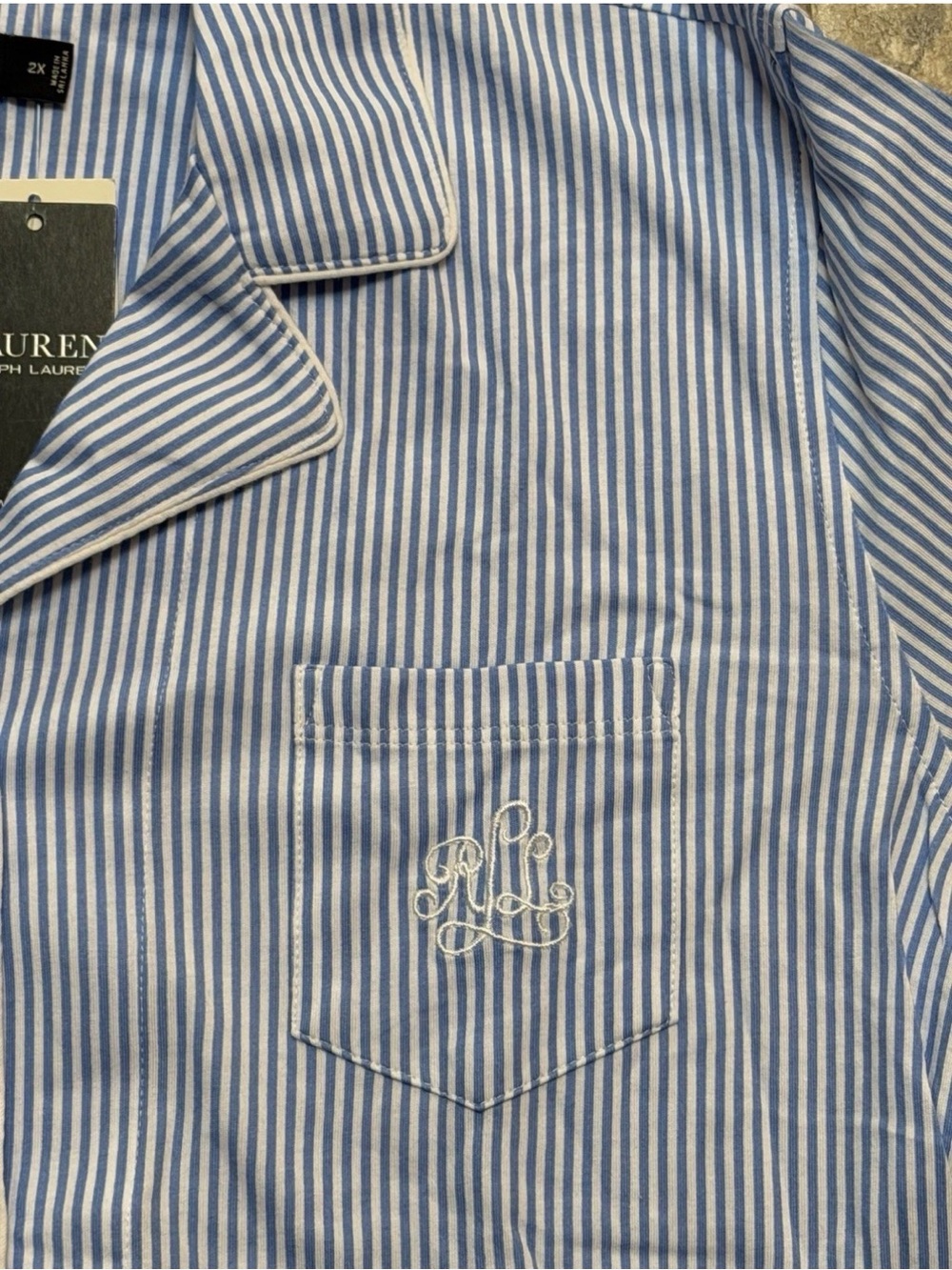 Ralph Lauren Blue White Striped Cotton Jersey Cropped PJ Pajama Set 2XL - NWT - Picture 5 of 5